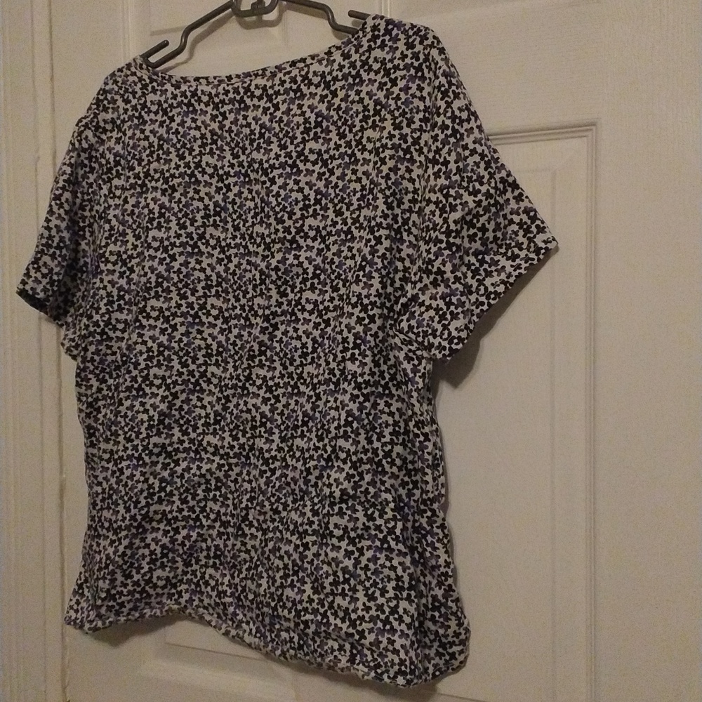 CYNTHIA ROWLEY 100% Linen Ditzy Floral Tee Womens XL - Picture 4 of 5